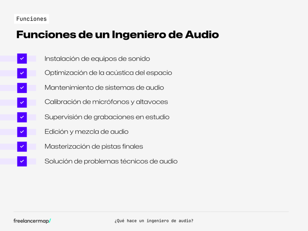 Funciones, tareas, responsabilidades de un ingeniero de audio