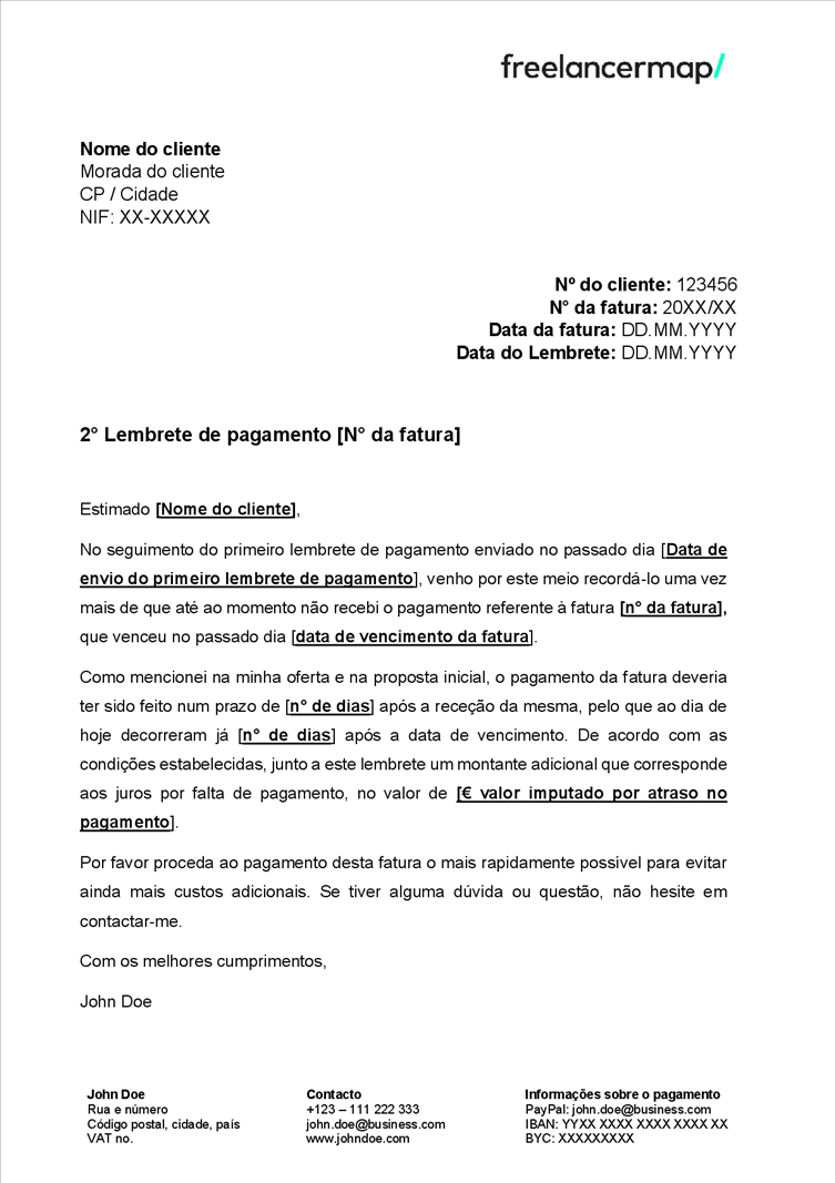 Modelo carta de cobranca formal freelance exemplo