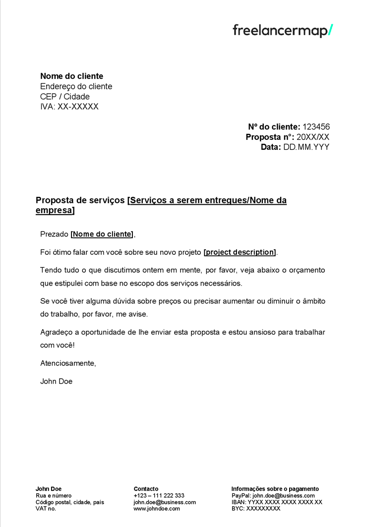 Modelo Proposta Freelance Exemplo