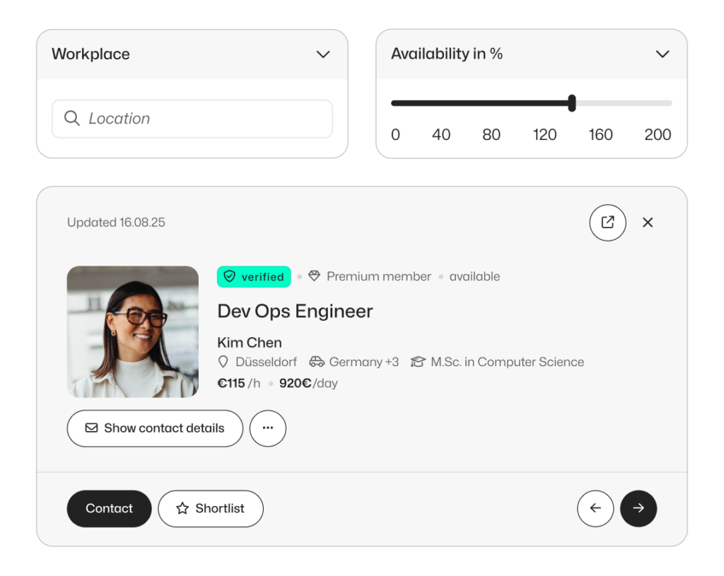 Screenshot of freelance profile on freelancermap