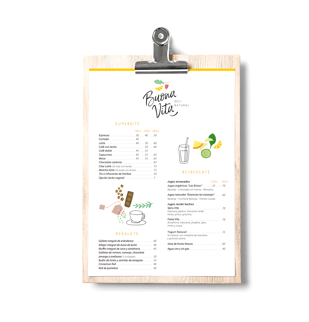 Ejemplo de diseño de menu restaurante